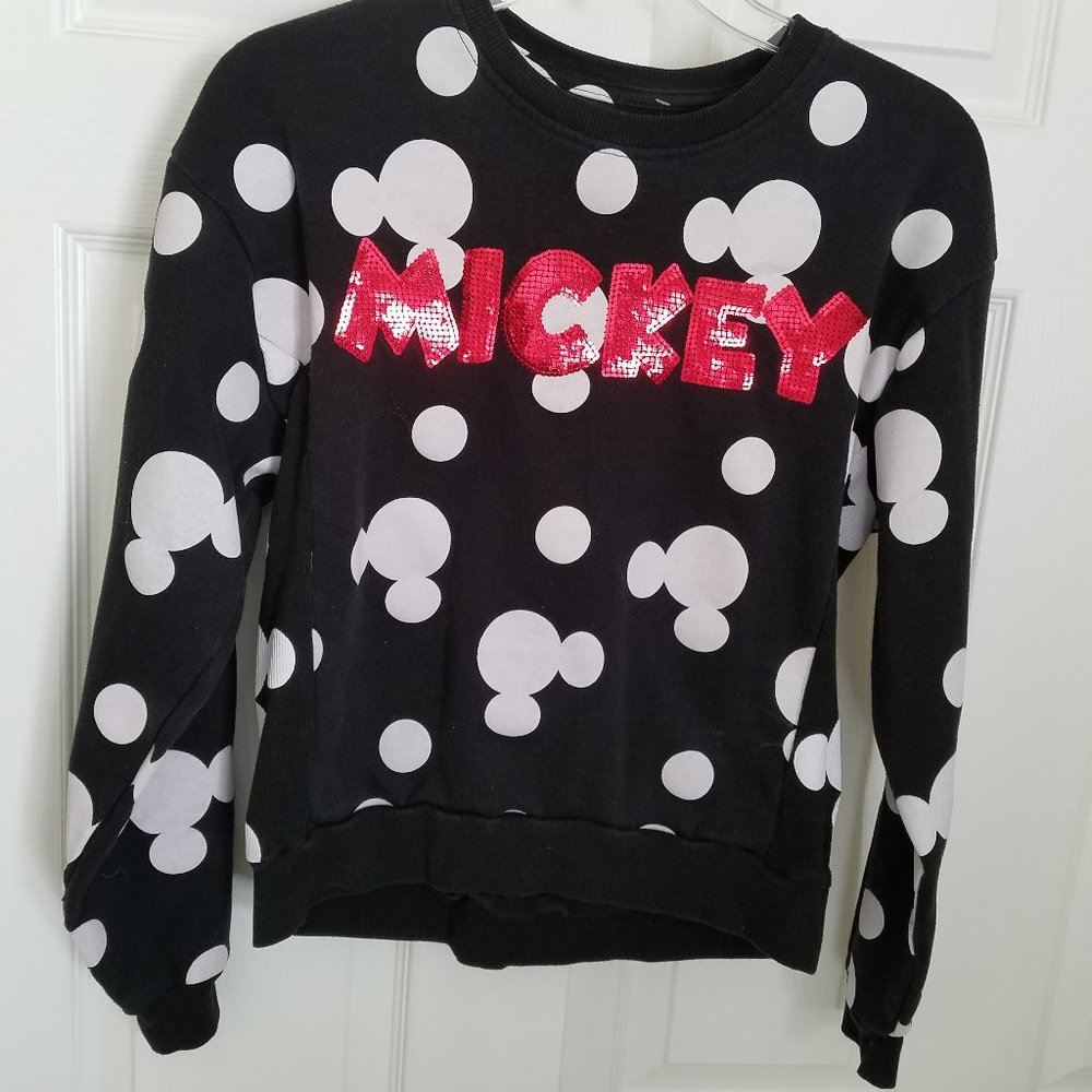 Disney sequined Mickey Sweatshirt Girls L 11-13 EUC